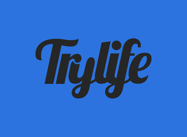Try Life logo in black on a blue background
