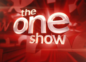 'The One Show' logo in silver on a red, infographic background.