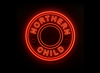 Northern Child logo in red neon effect on a black background.
