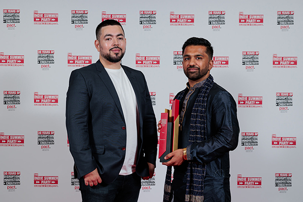 Danny Joshi and Thomas Stogdon of Big Deal Films with their trophy