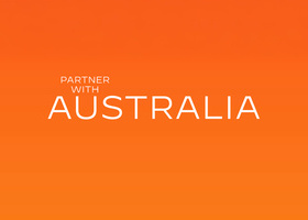 Ausfilm and Screen Australia logo in white on an orange background.