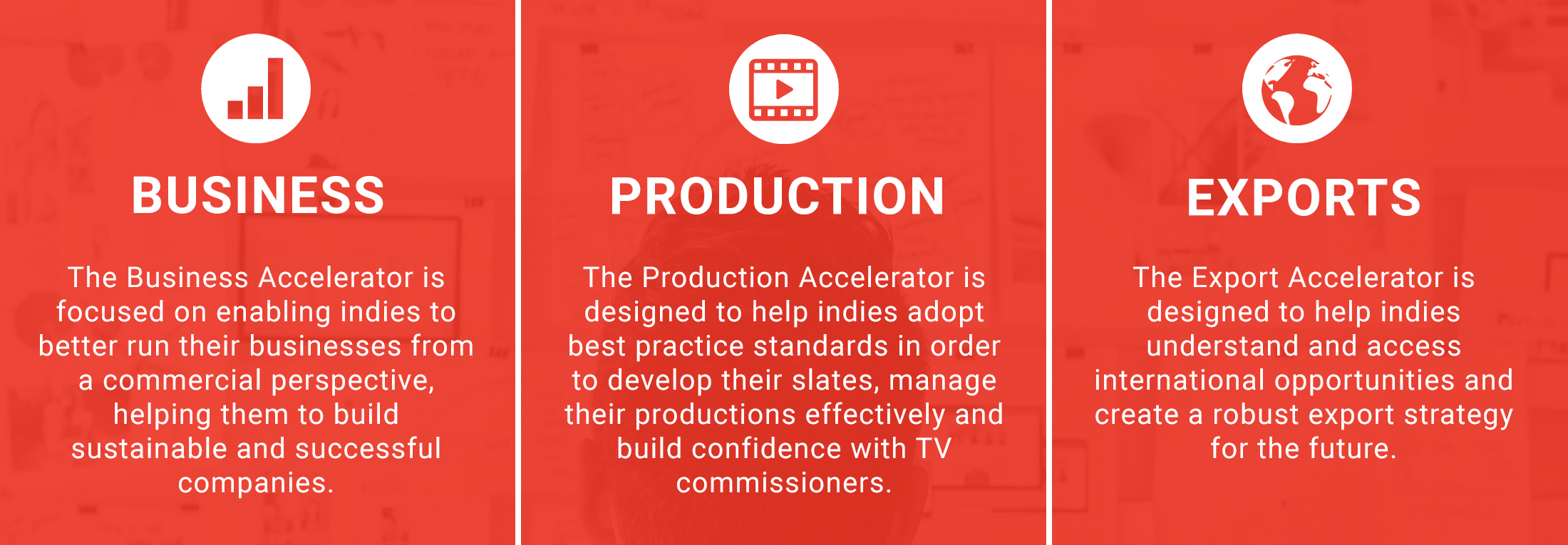 Accelerator 3 key areas: Business, Production and Exports