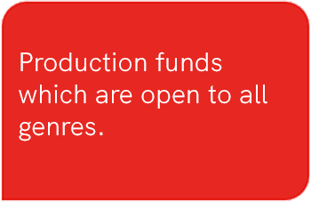 White text on red background: Production funds which are open to all genres.