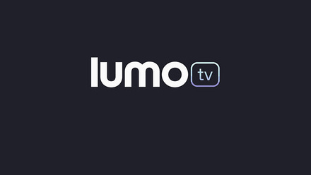Lumo TV logo in white on a black background.
