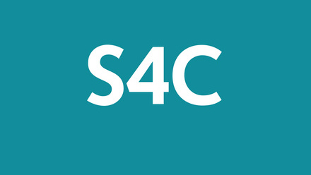S4C logo in white on a blue background.