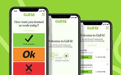 Image: Call It app promo image – phone screens with the app open on them