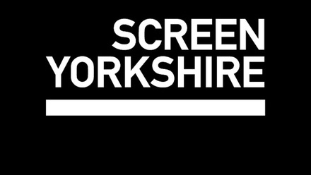 Screen Yorkshire Logo in white on black background.