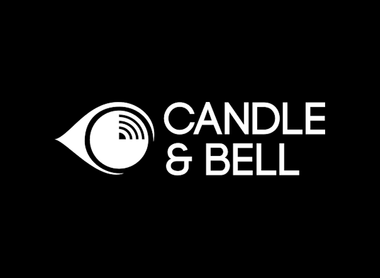 Candle and Bell logo in white on a black background.