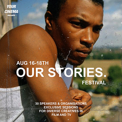 Our Stories Festival promo image – young man leaning on railing.