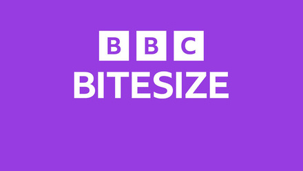 BBC Bitesize logo on a purple background.